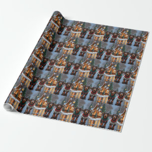 Dachshund Dogs Christmas Snow Holiday Wrapping Paper