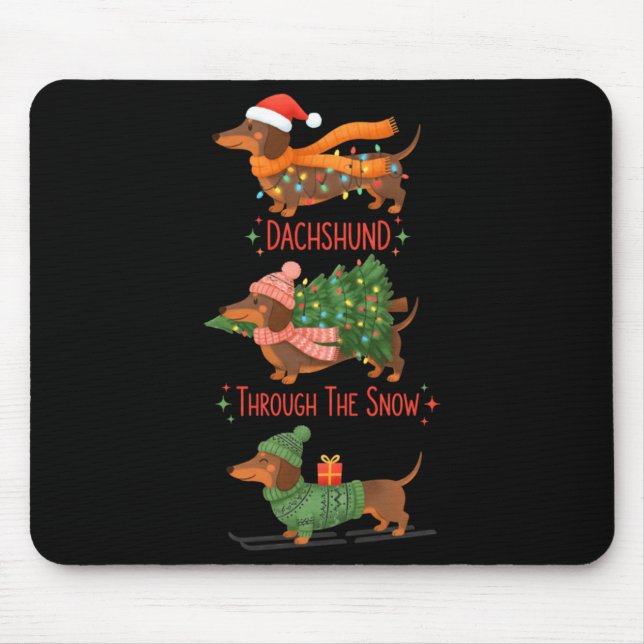 Dachshund Dogs Christmas Sweater Dachshund Through Mouse Pad (Front)