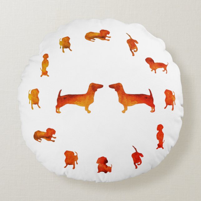 Dachshund Dogs Custom Round Pillow (Front)
