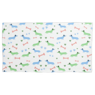 Dachshund Dogs Cute Doxies Paws Green Pillowcase