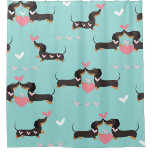 Dachshund dogs in love and hearts seamless pattern