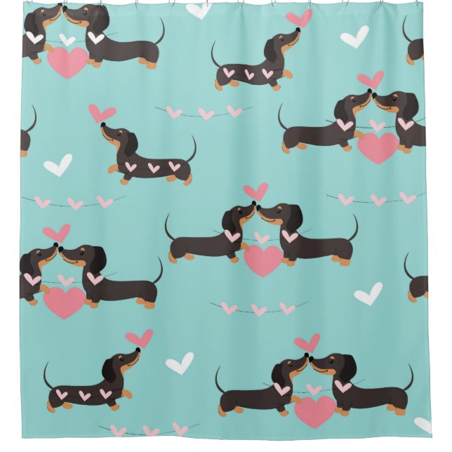 Dachshund dogs in love and hearts seamless pattern (Front)