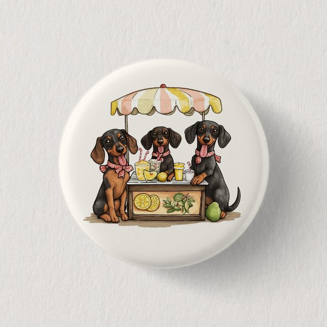 Dachshund Dogs Lemonade Stand 1 Inch Round Button (Front)