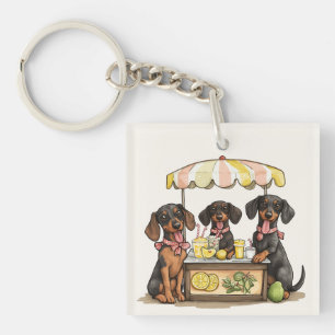 Dachshund Dogs Lemonade Stand Keychain
