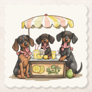 Dachshund Dogs Lemonade Stand Paper Coaster