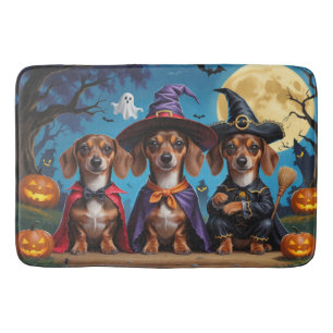 Dachshund Dogs Pumpkin Halloween Funny Bath Mat