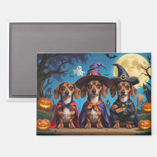 Dachshund Dogs Pumpkin Halloween Funny Magnet