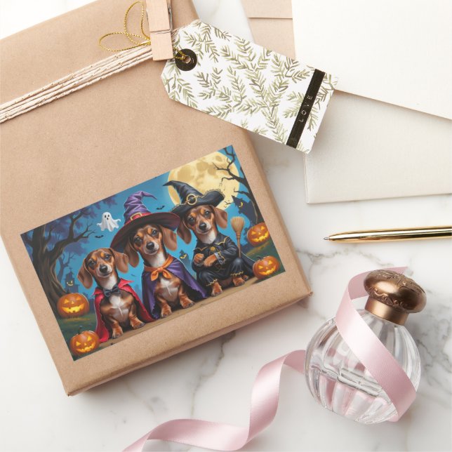 Dachshund Dogs Pumpkin Halloween Funny Sticker (Gifting)