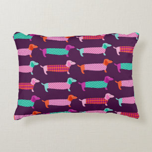 Dachshund Dogs: Seamless Cute Pattern. Accent Pillow