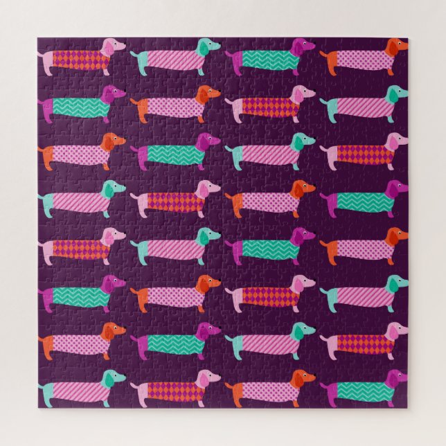 Dachshund Dogs: Seamless Cute Pattern. Jigsaw Puzzle (Vertical)