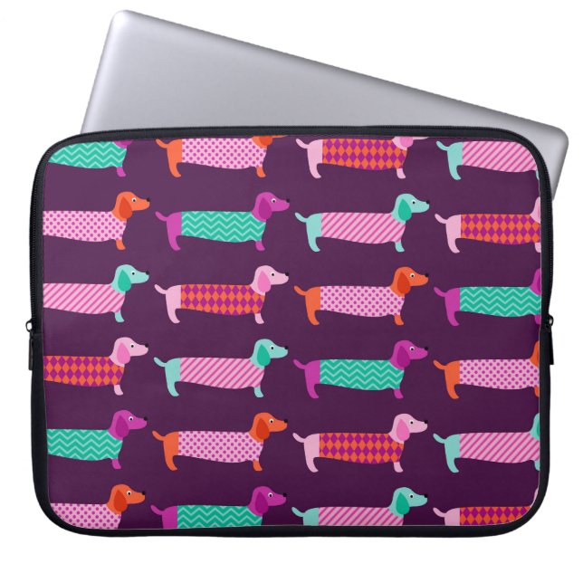 Dachshund Dogs: Seamless Cute Pattern. Laptop Sleeve (Front)
