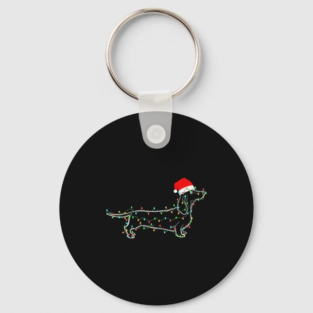 Dachshund Dogs Tree Christmas Sweater Xmas For Pet Keychain (Front)