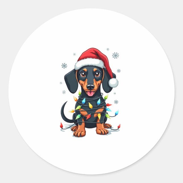 Dachshund Dogs Tree Christmas Sweater Xmas Gifts F Classic Round Sticker (Front)