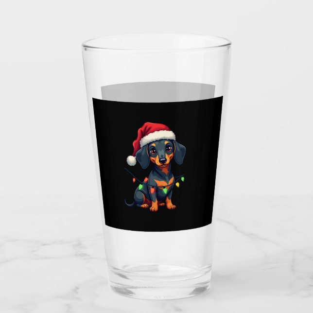 Dachshund Dogs Tree Christmas Sweater Xmas Gifts F Glass (Front)