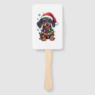 Dachshund Dogs Tree Christmas Sweater Xmas Gifts F Hand Fan