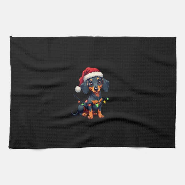 Dachshund Dogs Tree Christmas Sweater Xmas Gifts F Kitchen Towel (Horizontal)