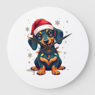 Dachshund Dogs Tree Christmas Sweater Xmas Gifts F Large Clock