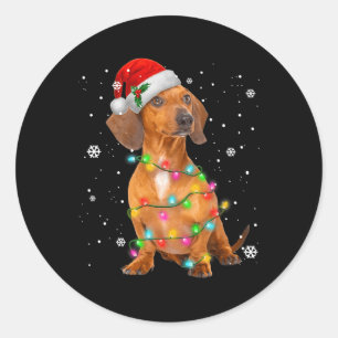Dachshund Dogs Tree Christmas Xmas Gifts For Pet D Classic Round Sticker