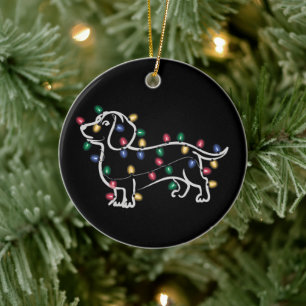 Dachshund Dogs Tree Christmas Xmas Pet Dog  Ceramic Ornament
