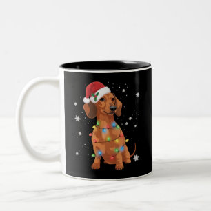 Dachshund Dogs Tree Christmas Xmas Pet Dog Two-Tone Coffee Mug