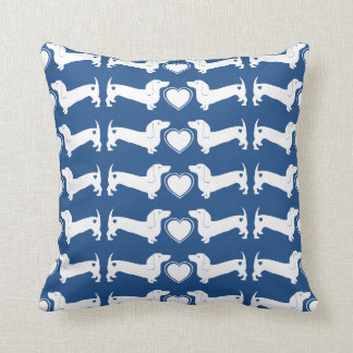 Dachshund Dogs with Heart Pattern Throw Pillow