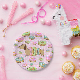 Dachshund & Donuts Party Paper Plates Birthday