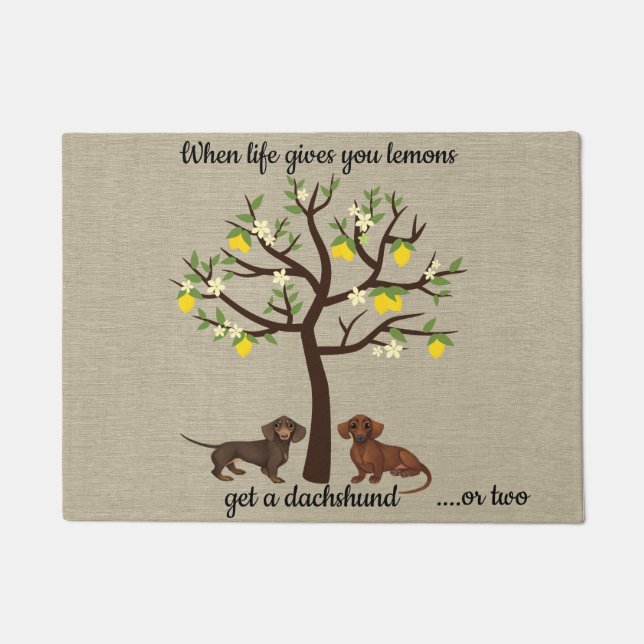 Dachshund Door Mat When Life Gives You Lemons (Front)