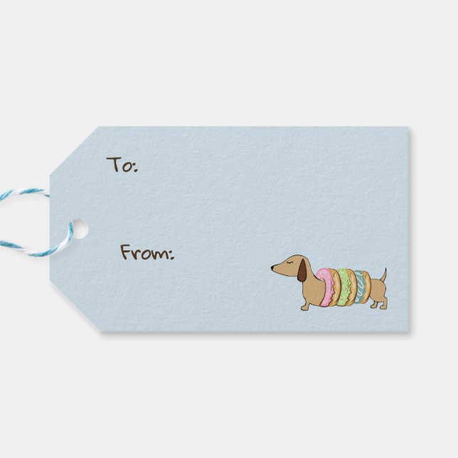 Dachshund & Doughnuts Party Gift Tags (Back Horizontal)