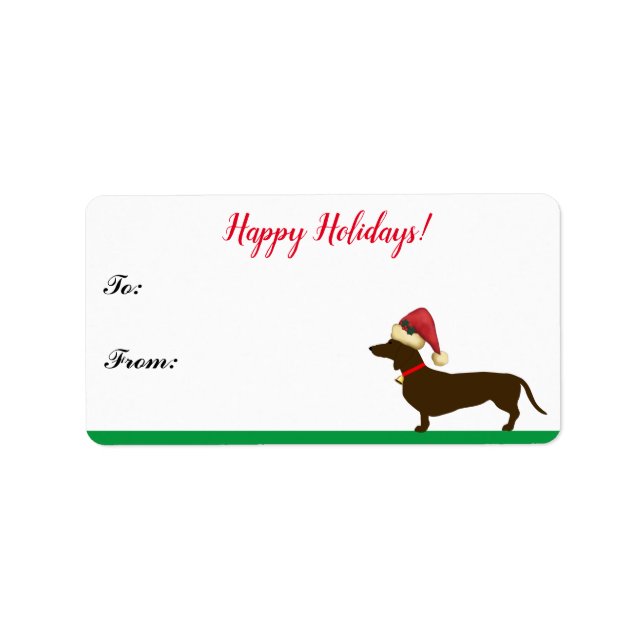 Dachshund Doxie Christmas Gift Tag (Front)