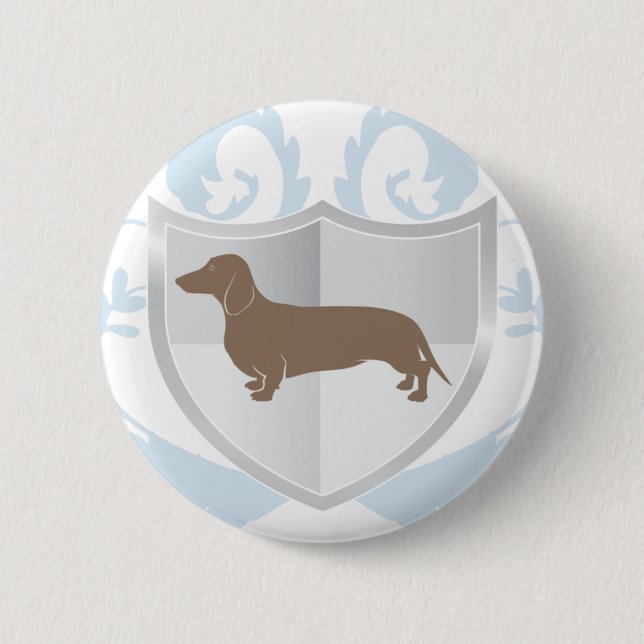 Dachshund Doxie Classic Crest Design 2 Inch Round Button (Front)