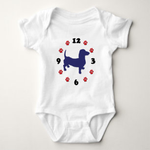 Dachshund Doxie Clock Baby Bodysuit