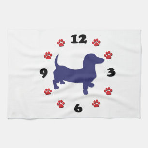 Dachshund Doxie Clock Kitchen Towel