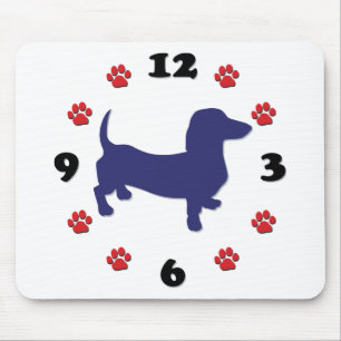 Dachshund Doxie Clock Mouse Pad