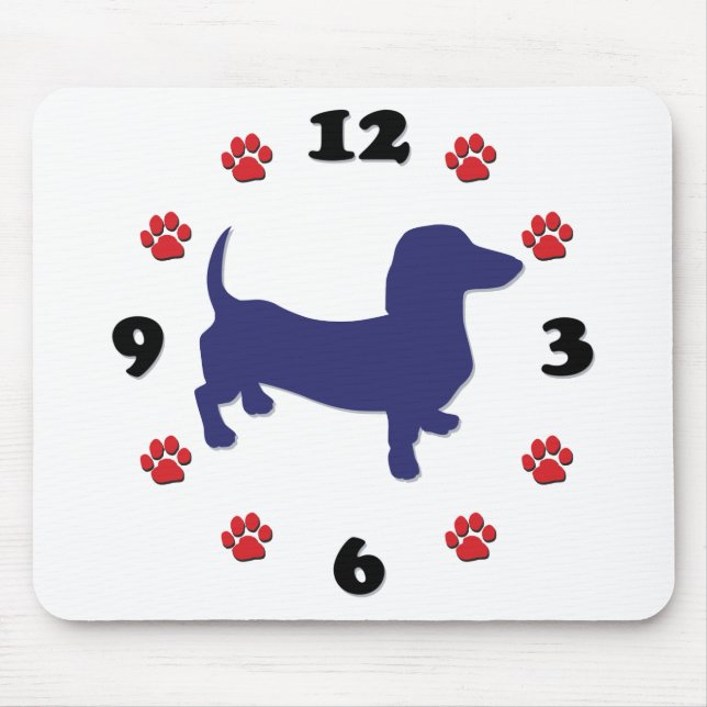 Dachshund Doxie Clock Mouse Pad (Front)