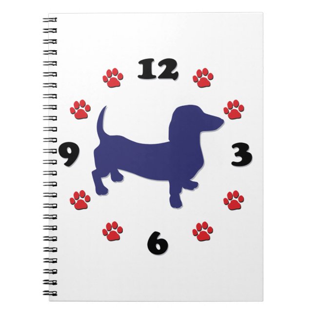 Dachshund Doxie Clock Notebook (Front)