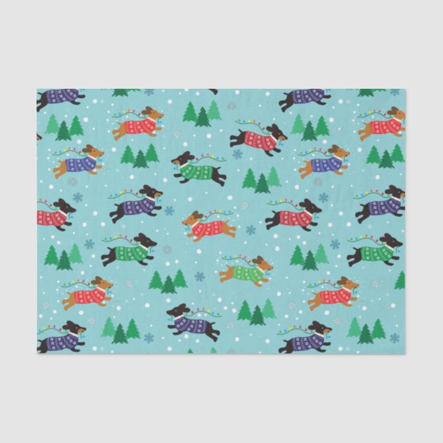 Dachshund Doxie Dog Christmas Holiday Tissue Paper (Front)