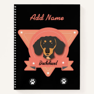 Dachshund - Doxie Puppy Dog - Pink and Black Notebook