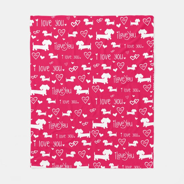 Dachshund Doxie Valentine's Day Hearts Blanket (Front)