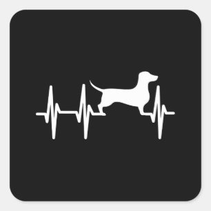 Dachshund Doxie Weenie Heartbeat Dog Mom Dad Pet Square Sticker