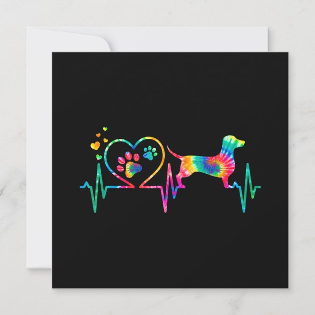 Dachshund Doxie Weenie Mom Dad Heartbeat Gift Invitation (Front)