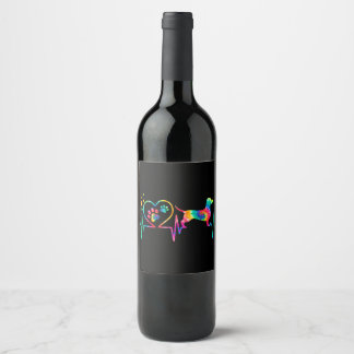Dachshund Doxie Weenie Mom Dad Heartbeat Gift Wine Label