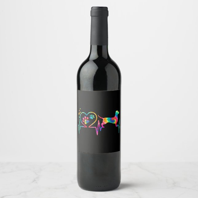 Dachshund Doxie Weenie Mom Dad Heartbeat Gift Wine Label (Front)
