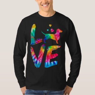 Dachshund Doxie Weenie Weiner Tie Dye Love Dog Mom T-Shirt