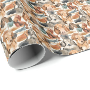 Dachshund Dreams watercolor seamless pattern Wrapping Paper