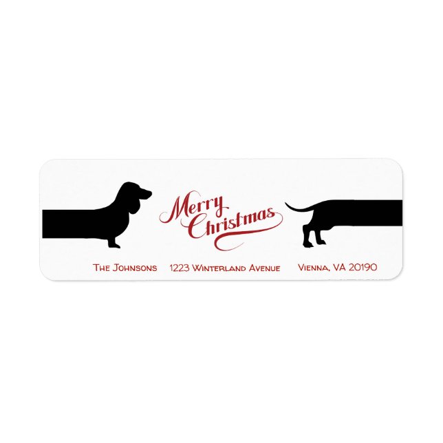 Dachshund drôle étiquette de retour de Noël (Devant)