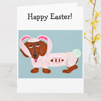 Dachshund Easter Bunny Card