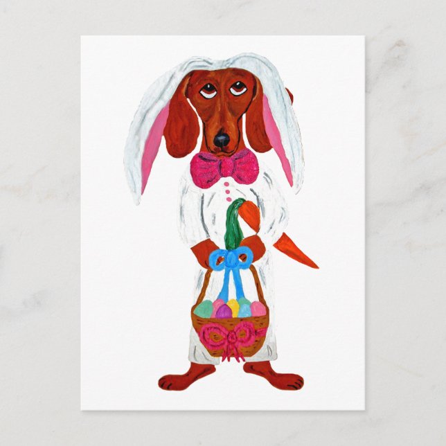Dachshund Easter Bunny Holiday Postcard (Front)