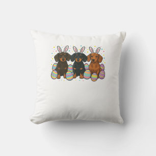 Dachshund Easter T-Shirt Throw Pillow