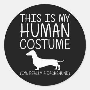 Dachshund Easy Halloween Human Costume Sausage Dog Classic Round Sticker