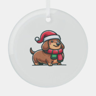 Dachshund Elegance Christmas Anticipation Classic Glass Ornament